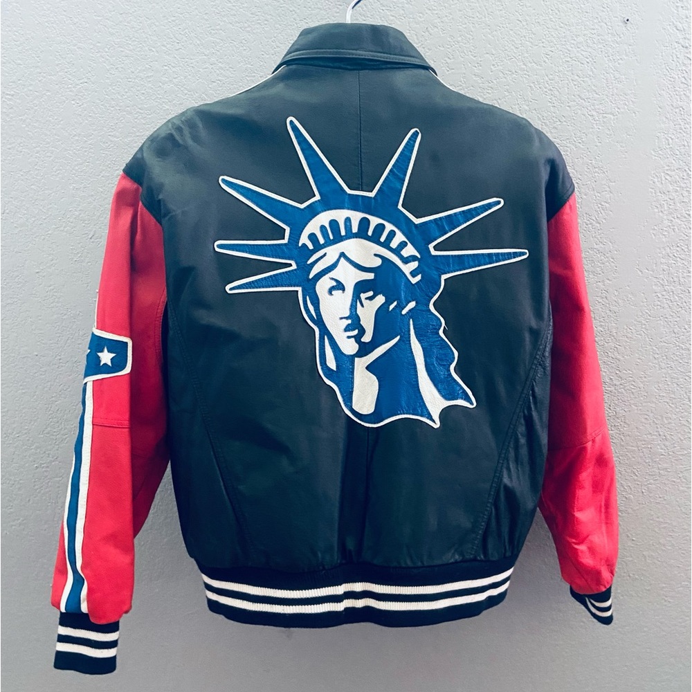 Michael Hoban WhereMI Vintage USA Statue of Liberty Leather Jacket🗽
